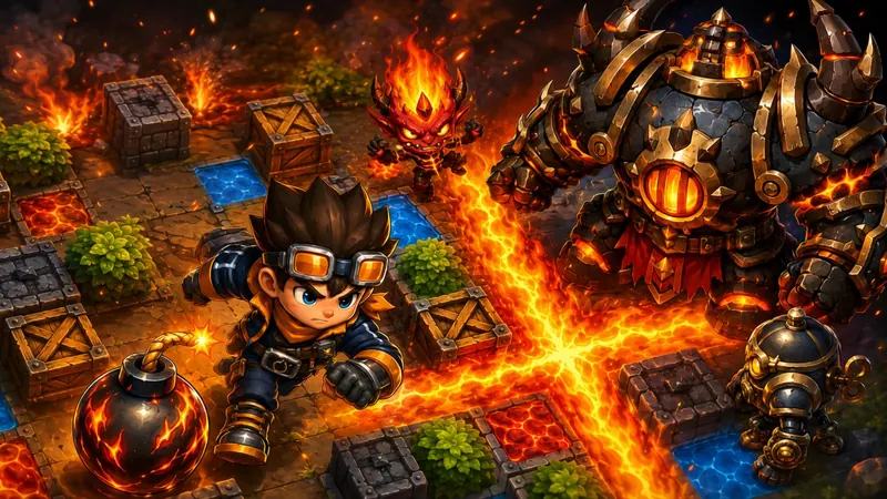 Ảnh bìa BlastFuse: người hùng đặt bom, bầy quái vật và đấu trường dung nham